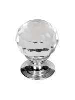 Wickes  Wickes Glass Faceted Door Knob - Polished Chrome 30mm Pack o