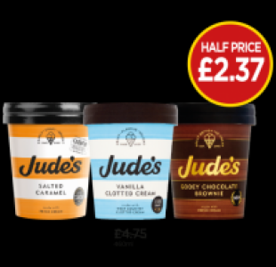 Budgens  Judes Salted Caramel Dairy Ice Cream, Vanilla Clotted Cream,