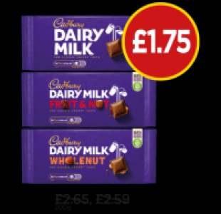 Cadbury Dairy Milk Chocolate Bar, Fruit & Nut Chocolate Bar,