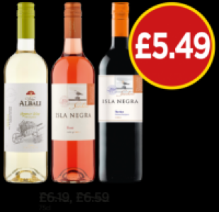 Vina Albali Organic Verdejo, Isla Negra Seashore Merlot Cabe