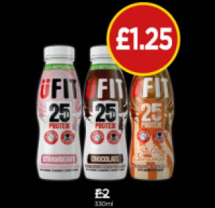 UFIT High Protein Shake Drink Strawberry, Chocolate, Salted