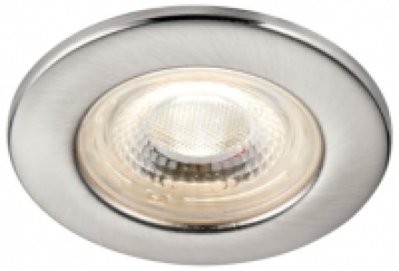 Saxby Integrated LED Fire Rated IP65 Fixed Satin Nickel Down
