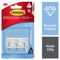 Wickes  Command Clear Wire Utensil Hooks - Pack of 3