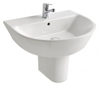 Roca Aris Ceramic 1 Tap Hole Basin with Semi Bathroom Pedest