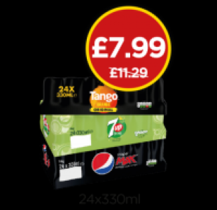 Pepsi Max Cans, 7UP Sugar Free Cans, Tango Orange Cans