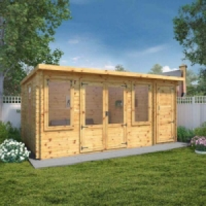 Mercia 5.1m x 3m Pent Log Cabin with Side Shed 19mm £2,249.99