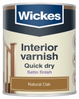 Wickes  Wickes Quick Dry Interior Varnish - Natural Oak Satin - 750m