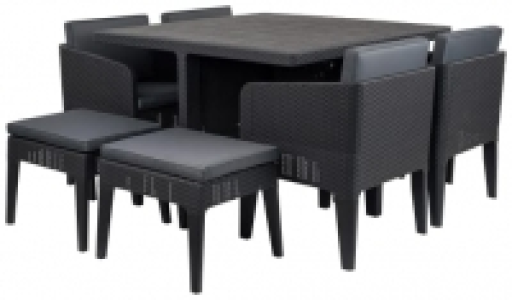Columbia 9 Piece 8 Seater Garden Dining Set - Black