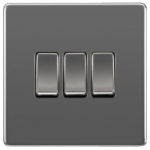 BG Screwless Flatplate Black Nickel Triple Switch, 10Ax 2 Wa £10.00