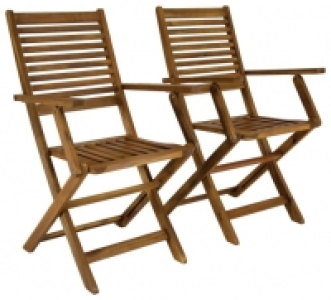 Charles Bentley FSC Acacia Pair of Wooden Foldable Garden Ar