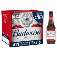 Iceland  Budweiser Lager Beer Bottles 12 x 300ml