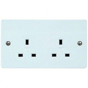 MK 13 Amp Unswitched Twin Socket - White
