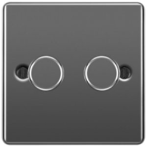 Wickes  BG 400W Screwed Raised Plate Double Dimmer Switch 2-Way Push