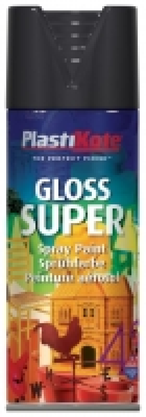 Plastikote Super Spray Paint Gloss Black 400ml 445692