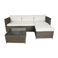 QDStores  Wensum 3 Seater L-Shaped Garden Rattan Furniture Lounge Set 
