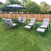 QDStores  Hartwell Garden Patio Dining Set by Croft - 6 Seats Grey Pin