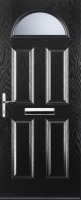 Wickes  Euramax 4 Panel 1 Arch Right Hand Black Composite Door - 840