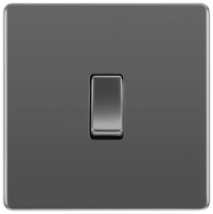 BG 10Ax Screwless Flat Plate Single Switch 2 Way - Black Nic