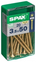 Wickes  Spax PZ Countersunk Zinc Yellow Screws - 3.5 x 50mm Pack of 