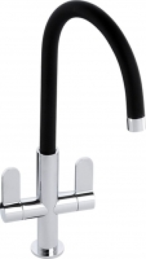 Wickes  Abode Linear Nero Dual Lever Monobloc Sink Tap - Black & Chr