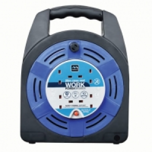 Masterplug 4 Socket Thermal Cut-out Case Reel - Blue 20m 10A