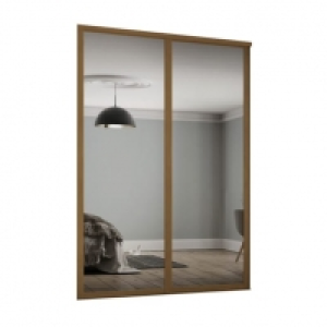 Wickes  Spacepro 762mm Oak Shaker frame Single panel Mirror Sliding 