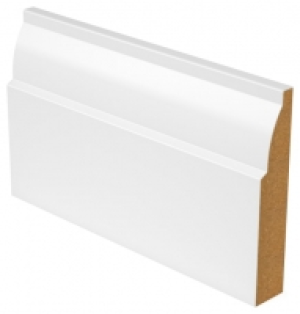 Ovolo Fully Finished Satin White Skirting - 18mm x 144mm x 4