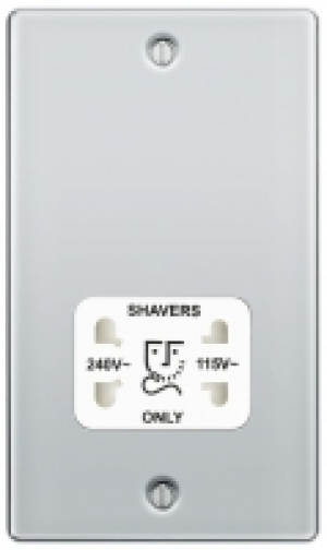 BG Screwed Raised Plate Dual Voltage Shaver Socket - Polishe