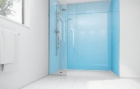 Wickes  Mermaid Sky Blue Acrylic 3 sided Shower Panel Kit 1700mm x 9