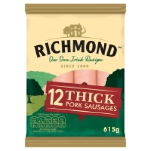 Richmond 12 Thick Pork Sausages 615g &pound;3.25