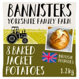 Bannisters Yorkshire Family Farm 8 Baked Jacket Potatoes 1.2 £3.75