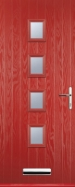 Euramax 4 Square Left Hand Red Composite Door - 840 x 2100mm