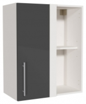 Orlando Dark Grey Gloss Slab Corner Wall Unit - 600mm