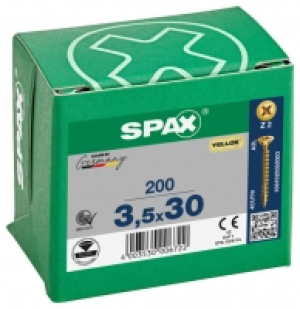 Spax Pz Countersunk Yellox Screws - 3.5x30mm Pack Of 200 £5.20