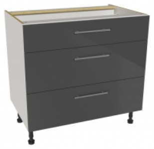 Orlando Dark Grey Gloss Slab Drawer Unit - 900mm (Part 1 of