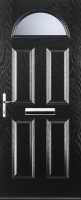 Wickes  Euramax 4 Panel 1 Arch Right Hand Black Composite Door - 920