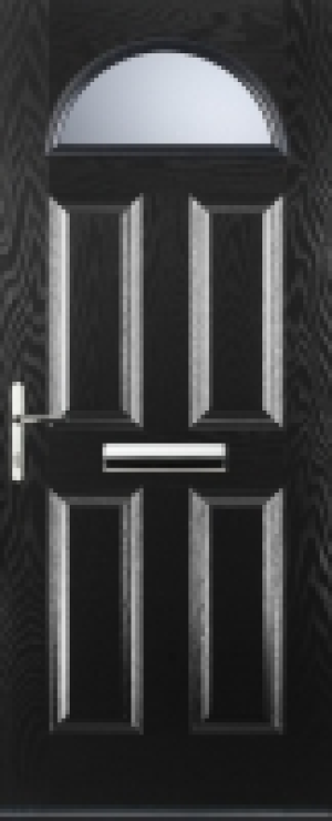 Euramax 4 Panel 1 Arch Right Hand Black Composite Door - 920