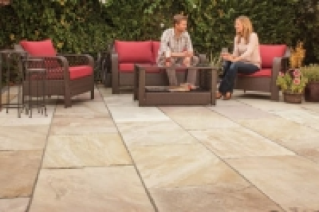 Wickes  Marshalls Indian Sandstone Textured Brown Multi Circle Pavin