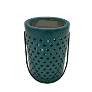 Homebase Edit Solar Solar Ceramic Holey Lantern Teal £8.95