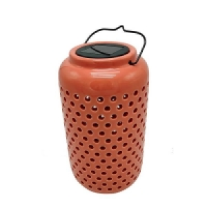 Homebase Edit Solar Solar Ceramic Holey Lantern Coral £15.95