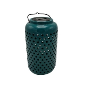 Homebase Edit Solar Solar Ceramic Holey Lantern Teal £15.95