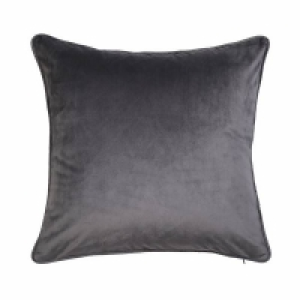 Homebase 43 X 43cm Velvet Cushion - Dark Grey - 43x43cm