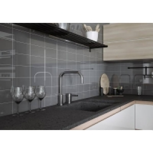 Ceramic Flat Metro Dark Grey Gloss Wall Tile - 200 x 100mm