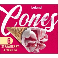 Iceland  Iceland 6 Strawberry and Vanilla Cones 372g