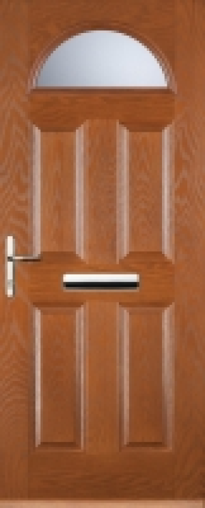 Euramax 4 Panel 1 Arch Right Hand Oak Composite Door - 840 x