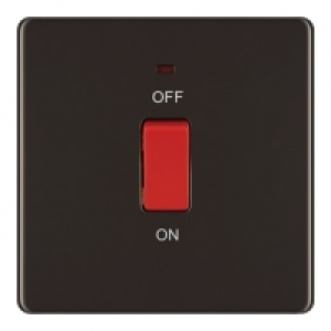 Wickes  Wickes 45 Amp 1 Gang Cooker Switch Screwless Flat Plate - Bl