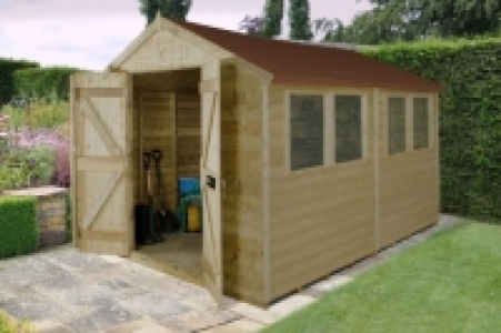 Forest Garden 10 x 8ft Double Door Tongue & Groove Apex Pres