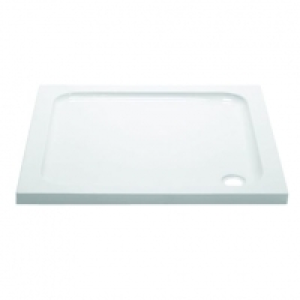 Wickes  Wickes White Slimline Square Cast Stone Shower Tray -760mm X