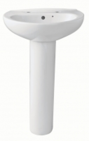 Wickes Portland 2 Tap Hole Ceramic Bathroom Basin with Full