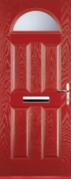 Euramax 4 Panel 1 Arch Left Hand Red Composite Door - 880 x